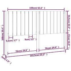 vidaXL Tête de lit 165,5x4x100 cm Bois massif de pin pas cher