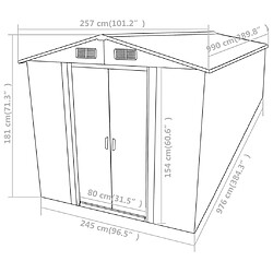 vidaXL Abri de jardin Anthracite 257x990x181 cm Acier galvanisé pas cher