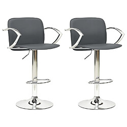 vidaXL Tabourets de bar lot de 2 gris cuir artificiel