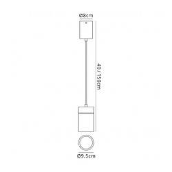 Luminaire Center Suspension design Fusion Argent 1 ampoule 40cm