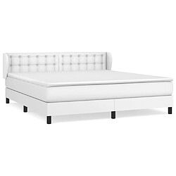 vidaXL Sommier à lattes de lit avec matelas Blanc 180x200cm Similicuir