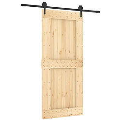 vidaXL Porte coulissante et kit de quincaillerie 90x210 cm pin massif