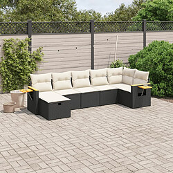 vidaXL Salon de jardin 7 pcs avec coussins noir résine tressée