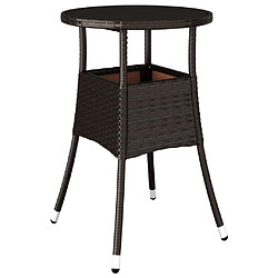 Maison Chic Table de jardin | Table d'extérieur ?60x75 cm Verre trempé/résine tressée Marron -GKD64572