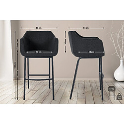 Decoshop26 Tabouret de bar chaise haute x1 recouvert de feutrine anthracite avec piètement à quatre pieds en métal noir 10_0005234