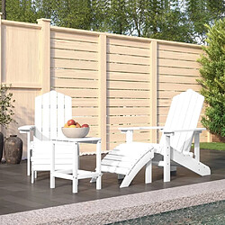 Maison Chic Chaises de jardin Adirondack,Fauteuil/Chaise d'extérieur Adirondack repose-pied table PEHD Blanc -MN73726