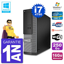 PC Dell 3020 SFF Intel i7-4790 RAM 16Go Disque 250Go Graveur DVD Wifi W7 - Occasion