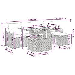 vidaXL Salon de jardin 6 pcs avec coussins beige résine tressée acacia pas cher