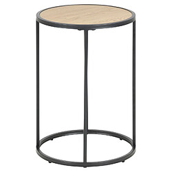 Avis Toilinux Table d'appoint ou bout de canapé rond en MDF et métal diam.40cm - Beige et Noir