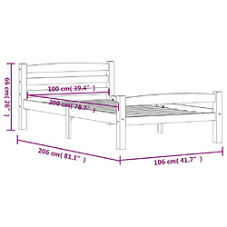 vidaXL Cadre de lit sans matelas gris foncé pin massif 100x200 cm pas cher