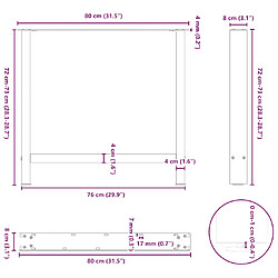 vidaXL Pieds de table basse blanc 2 pcs 80x(72-73) cm acier pas cher