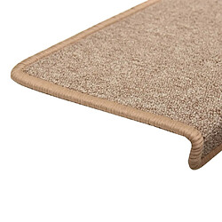 Decoshop26 Tapis d'escalier 15 pièces 65x25 cm Marron clair DEC023812 pas cher