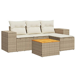 Maison Chic Salon de jardin avec coussins 5 pcs | Ensemble de Table et chaises | Mobilier d'Extérieur beige résine tressée -GKD43389