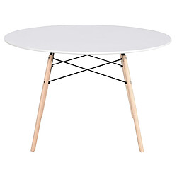 Pegane Table à manger, table de repas ronde en bois coloris blanc, naturel - diamètre 120 x Hauteur 74 cm