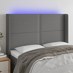 Maison Chic Tête de lit scandinave à LED,meuble de chambre Gris foncé 147x16x118/128 cm Tissu -MN96643