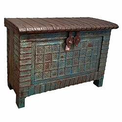 Coffre Alexandra House Living Bleu Bois de manguier 44 x 90 x 132 cm