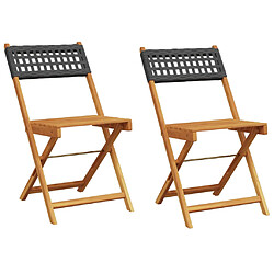 vidaXL Chaises de bistrot lot de 2 noir bois massif d'acacia et rotin