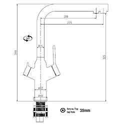 VIZIO Robinet de cuisine 4 Voies chromé bec pivotant 360° pour filtres à eau/gazéification