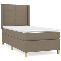 Maison Chic Lit adulte- Lit + matelas,Sommier à lattes de lit avec matelas Taupe 100x200 cm Tissu -GKD93904