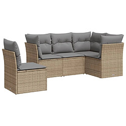 Maison Chic Salon de jardin avec coussins 5 pcs | Ensemble de Table et chaises | Mobilier d'Extérieur beige résine tressée -GKD16522