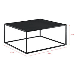 Helloshop26 Table basse carrée salon en métal 85 x 85 cm noir mat 03_0006133