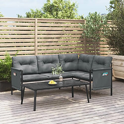 vidaXL Canapé d'angle de jardin anthracite acier et textilène