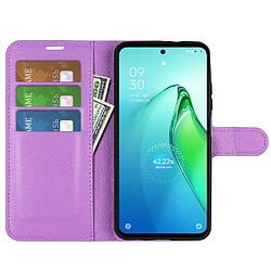 Etui en PU texture litchi, anti-écaillage avec support pour votre Oppo Reno8 Pro + 5G/Reno8 Pro 5G (Global Version) - violet