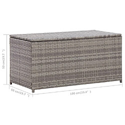 vidaXL Boîte de rangement de jardin résine tressée 100x50x50 cm gris pas cher