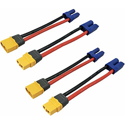 2 paires d’adaptateurs de connecteur XT60 vers EC5 - Mâle et Femelle - Câble en silicone 12AWG pour RC