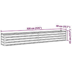 vidaXL Lit surélevé de jardin Acier galvanisé 320x40x45 cm Vert pas cher