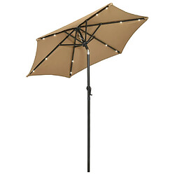 Helloshop26 Parasol avec lumières led 200 x 211 cm aluminium taupe 02_0008094