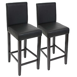 Mendler 2x tabouret de bar chaise de bar M37 cuir synthétique ~ noir, pieds foncés