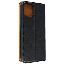 Avizar Housse pour iPhone 14 Cuir Véritable Porte-carte Support Vidéo Noir