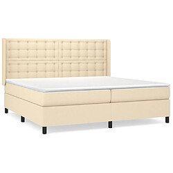 vidaXL Sommier à lattes de lit avec matelas Crème 200x200 cm Tissu