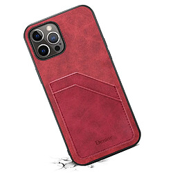 Coque en TPU + PU anti-rayures avec deux porte-cartes pour votre iPhone 14 Pro - rouge