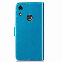 Wewoo Housse Coque Étui en cuir à motif de fleurs pressées Lucky Clover pour HuHonor 8A, avec support et emplacements pour cartes, ainsi que portefeuille dragonne (bleu)