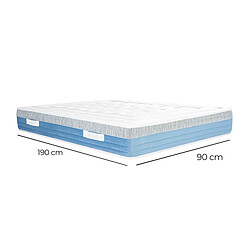 Visiodirect Matelas SENA 90x190 cm à ressorts ensachés, mousse mémoire de forme, indépendance du couchage, épaisseur 27cm