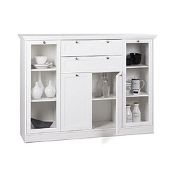 Mes Buffet haut 2 portes 2 tiroirs 160x40x120 cm blanc - LANDZY pas cher