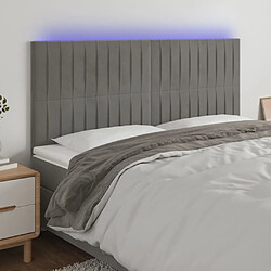 Maison Chic Tête de lit scandinave à LED,meuble de chambre Gris clair 160x5x118/128 cm Velours -MN23967