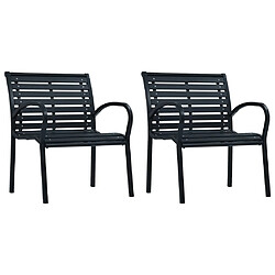 vidaXL Chaises de jardin lot de 2 Noir Acier et WPC 