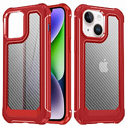 Coque en TPU antichoc, texture fibre de carbone pour votre iPhone 14 Plus - rouge