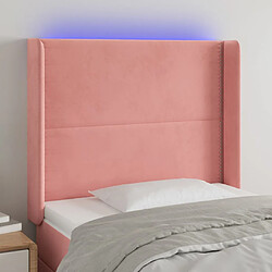 vidaXL Tête de lit à LED Rose 83x16x118/128 cm Velours