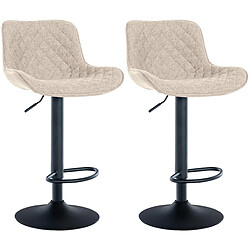 Decoshop26 Lot de 2 tabourets de bar réglable et pivotant assise en tissu taupe pieds métal noir TDB10609