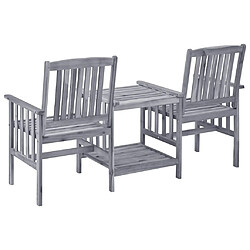 Maison Chic Chaises de jardin,Fauteuil/Chaise d'extérieur avec table à thé et coussins Acacia solide -MN72573 pas cher