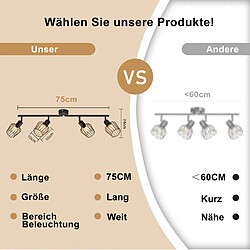 NETTLIFE 4 Spots de Plafond E14 - métal, lampe de couloir industrielle pivotante à 350°, applique murale pour couloir et salon,noir pas cher