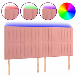 Maison Chic Tête de lit scandinave à LED,meuble de chambre Rose 180x5x118/128 cm Velours -MN27870