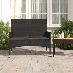 Maison Chic Banc de jardin à 2 places | Banquette de jardin | Chaise Relax avec Coussins Noir Résine Tressée -MN72758