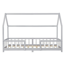 Acheter Lit d'enfant Forme Maison Sisimiut avec Matelas à Mousse à Froid 200 x 90 cm Gris Clair Blanc [en.casa]