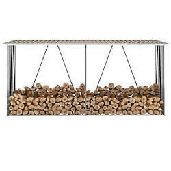 vidaXL Abri de stockage de bois Acier galvanisé 330x84x152 cm Marron