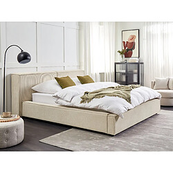 Beliani Lit double en velours côtelé beige 160 x 200 cm LINARDS